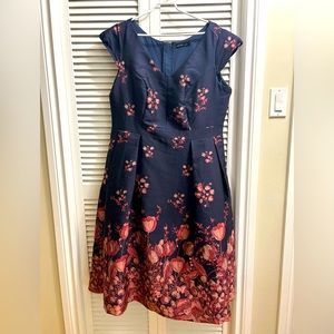 Beautiful Eshakti navy dress with embroidered tulips